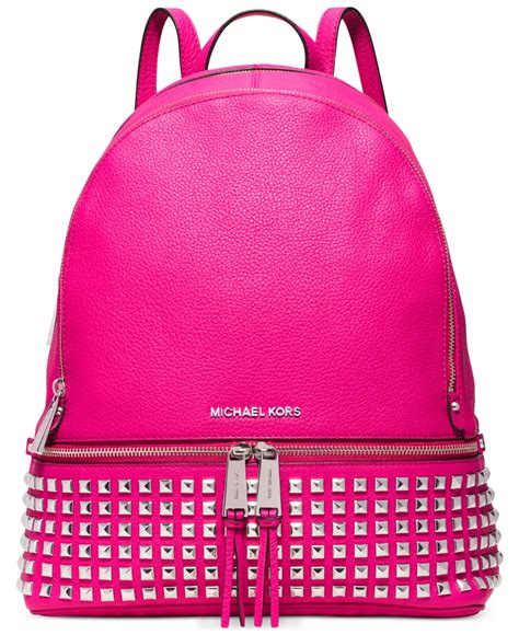 michael kors rhea pink floral backpack|Michael Kors rhea studded backpack.